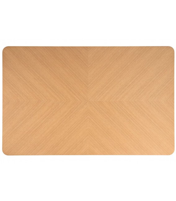 Mesa comedor rectangular roble natural con tapa plumeada decorativa. 2
