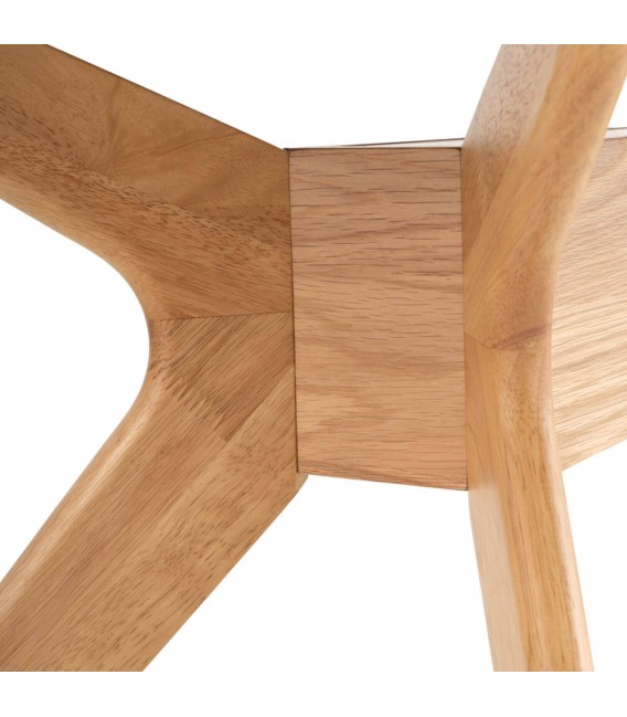 Mesa comedor rectangular roble natural con tapa plumeada decorativa. 5