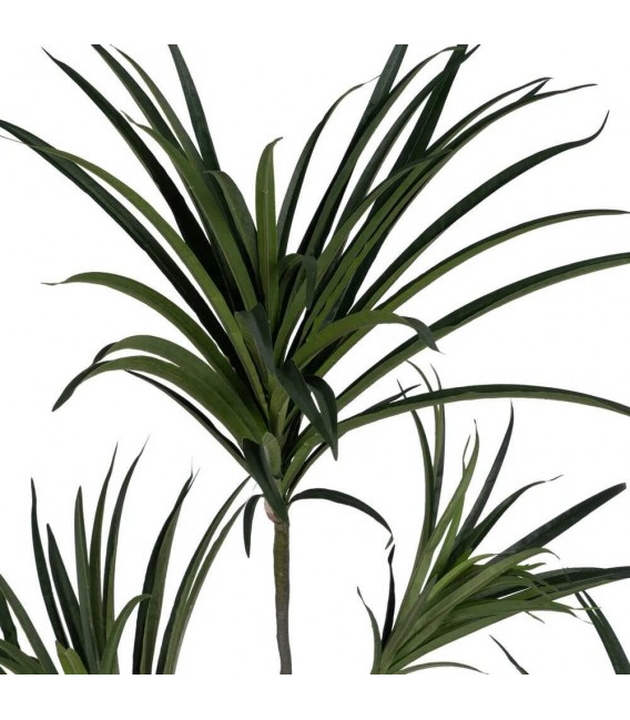 Planta artificial Drácena alta verde con macetero negro decorativo. 1