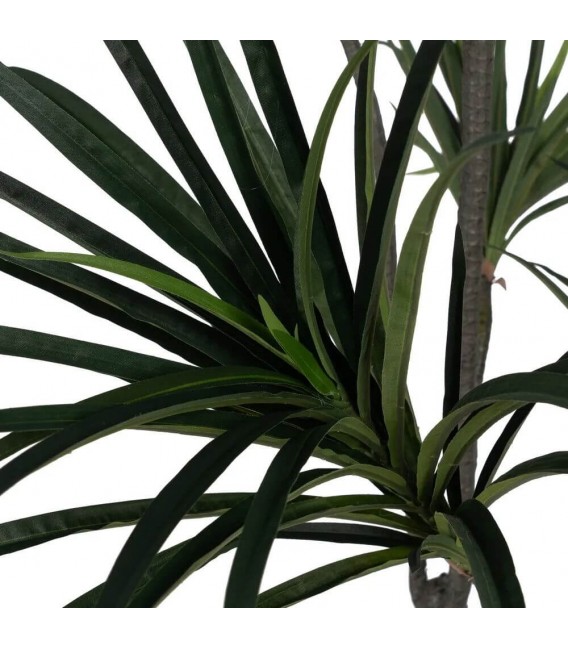 Planta artificial Drácena alta verde con macetero negro decorativo. 2