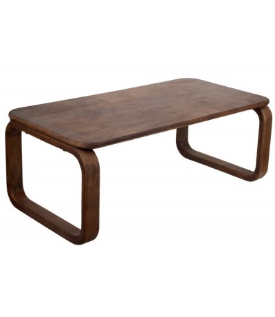 Mesa de centro rectangular de madera maciza de mango color nogal.