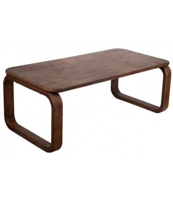 Mesa de centro rectangular de madera maciza de mango color nogal.