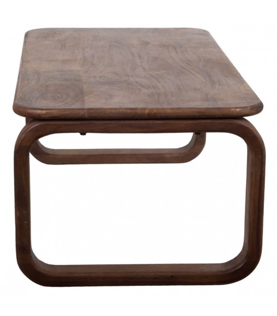 Mesa de centro rectangular de madera maciza de mango color nogal. 2