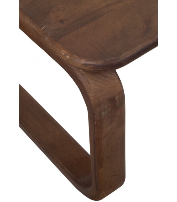 Mesa de centro rectangular de madera maciza de mango color nogal. 3