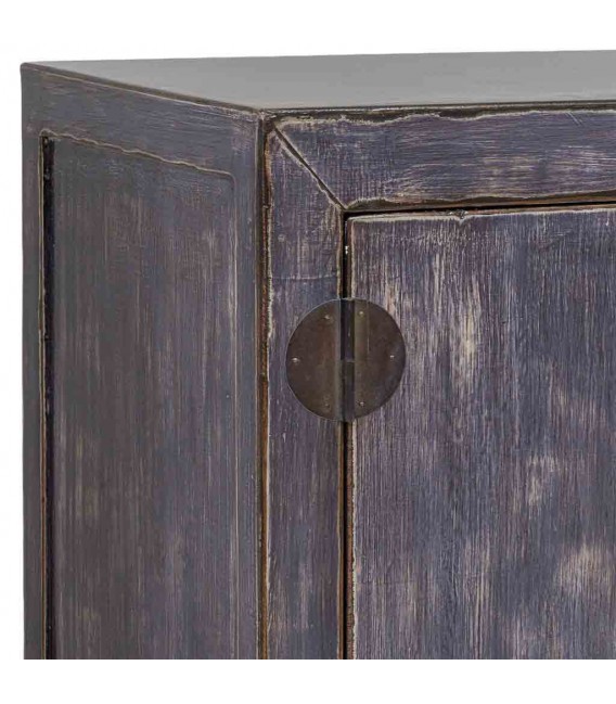 Aparador de madera de abeto decapada en morado de estilo oriental. 4
