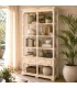 Estantería de madera maciza decapada en beige de estilo romántico. Mdmhogar