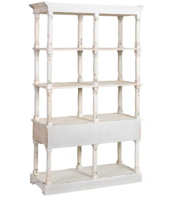 Estantería de madera maciza decapada en beige de estilo romántico. 3
