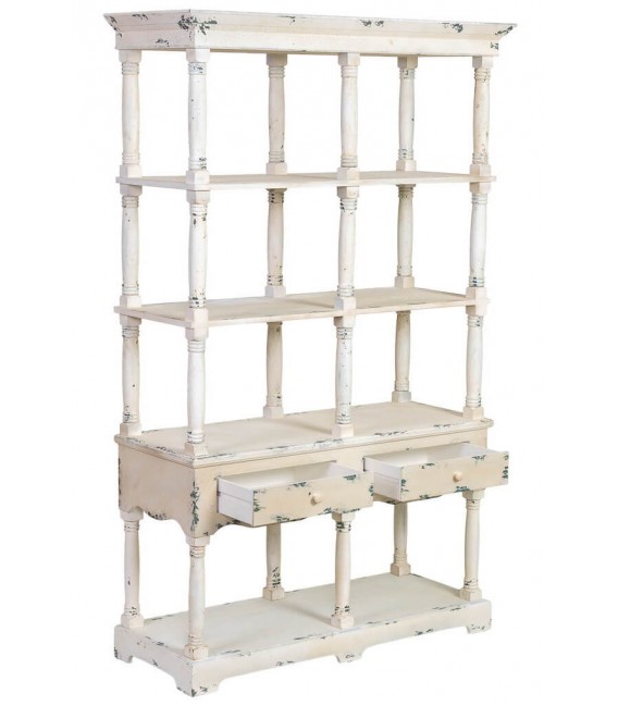 Estantería de madera maciza decapada en beige de estilo romántico. 2