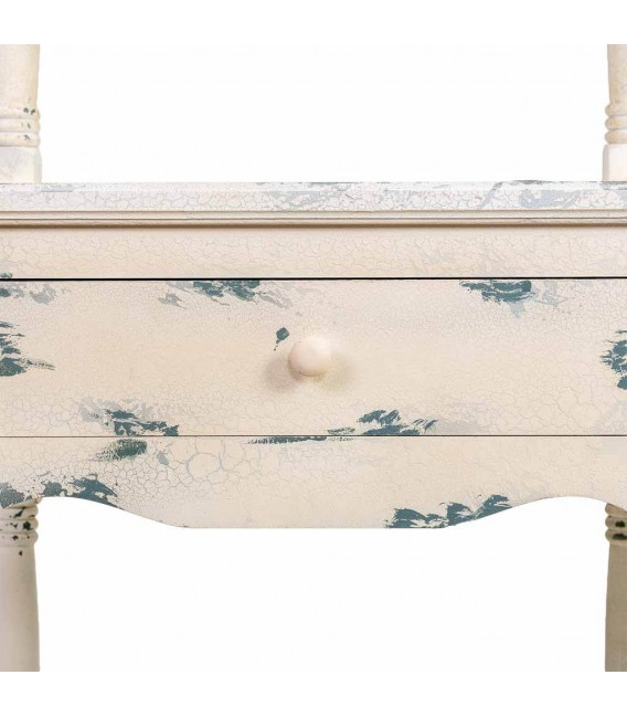 Estantería de madera maciza decapada en beige de estilo romántico. 6