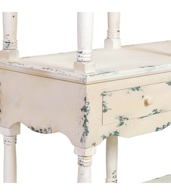 Estantería de madera maciza decapada en beige de estilo romántico. 4