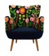 Butaca de algodón azul marino con flores bordadas de estilo chic. 1