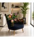 Butaca de algodón azul marino con flores bordadas de estilo chic. Mdmhogar