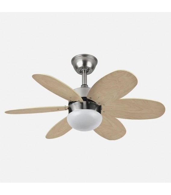 VENTILADOR DC ALVES METAL Y MADERA PLATA 85 Ø
