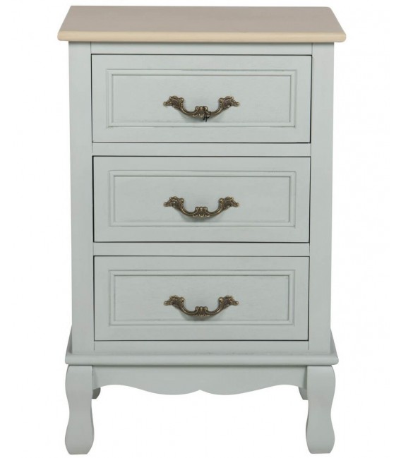 Mesita de pino en verde agua y madera natural de estilo romántico. 1