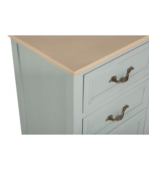 Mesita de pino en verde agua y madera natural de estilo romántico. 3