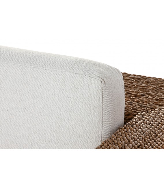 Butaca XL de fibra de teca natural y textil blanco estilo boho. 4