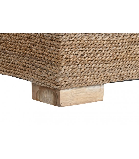 Butaca XL de fibra de teca natural y textil blanco estilo boho. 6