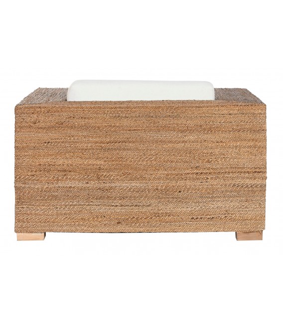 Butaca XL de fibra de teca natural y textil blanco estilo boho. 3
