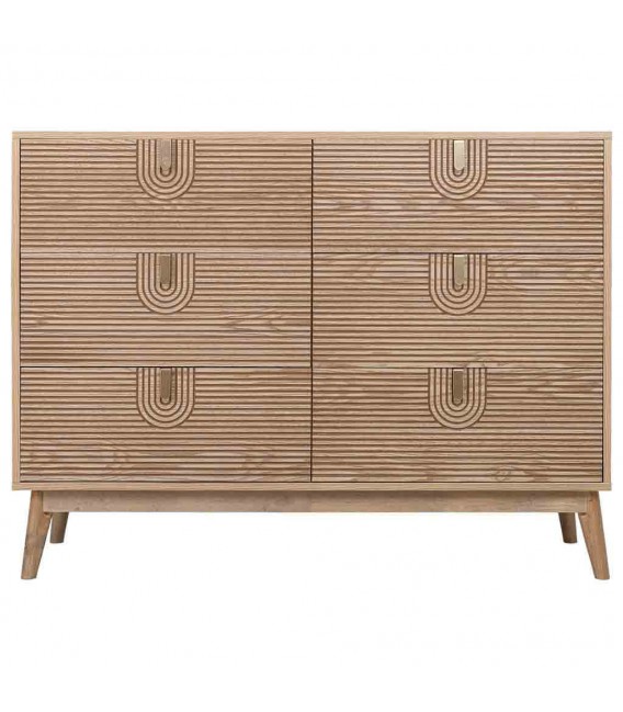 Cómoda XL de madera de pino tallada natural de estilo art decó. 1