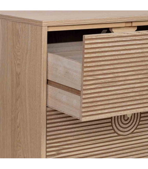 Cómoda XL de madera de pino tallada natural de estilo art decó. 4
