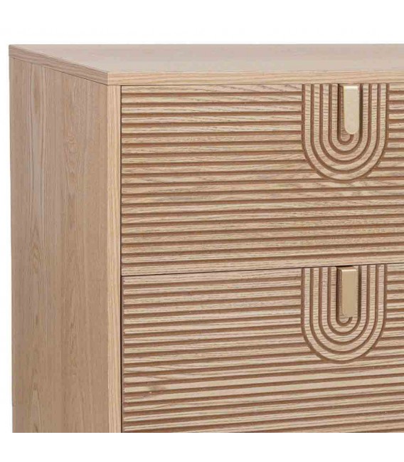 Cómoda XL de madera de pino tallada natural de estilo art decó. 3