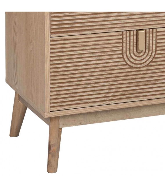 Cómoda XL de madera de pino tallada natural de estilo art decó. 6