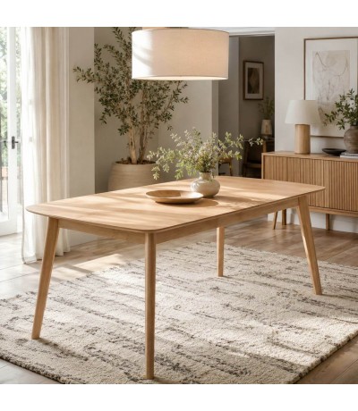 Mesa extensible de madera y chapa de roble natural contemporánea. Mdmhogar
