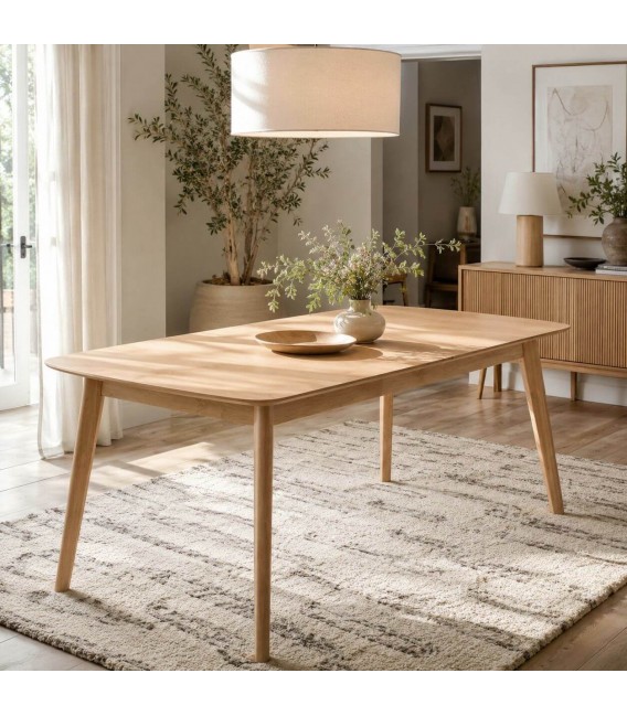 Mesa extensible de madera y chapa de roble natural contemporánea. Mdmhogar