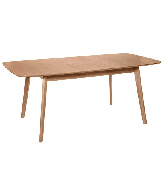 Mesa extensible de madera y chapa de roble natural contemporánea. 2