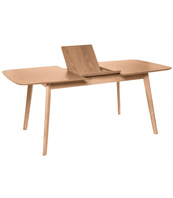 Mesa extensible de madera y chapa de roble natural contemporánea. 4