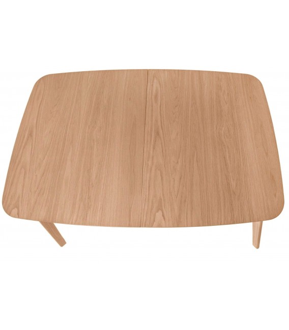 Mesa extensible de madera y chapa de roble natural contemporánea. 5