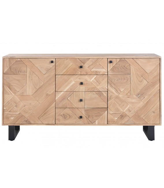 Aparador de madera maciza de acacia natural de estilo industrial. 1