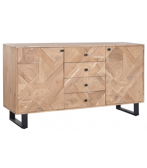 Aparador de madera maciza de acacia natural de estilo industrial.