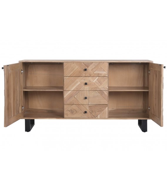 Aparador de madera maciza de acacia natural de estilo industrial. 2