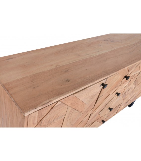 Aparador de madera maciza de acacia natural de estilo industrial. 4
