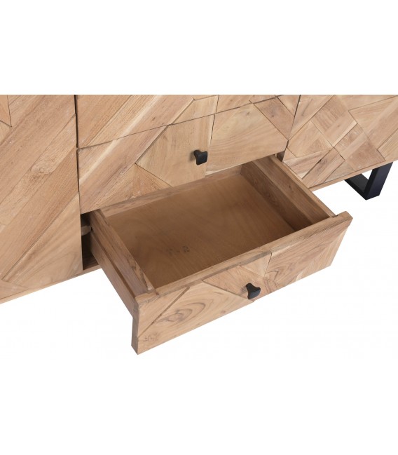 Aparador de madera maciza de acacia natural de estilo industrial. 5