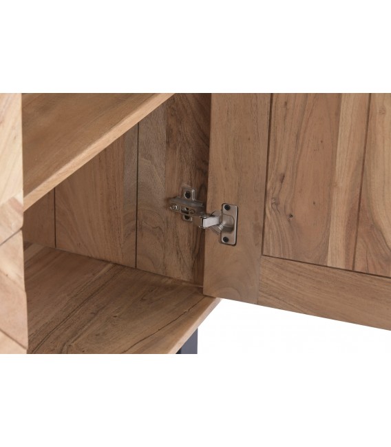 Aparador de madera maciza de acacia natural de estilo industrial. 6
