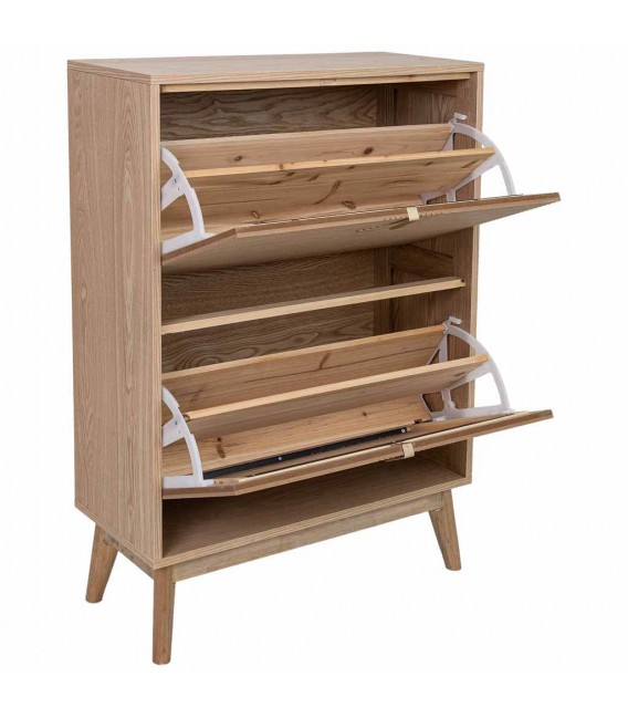 Mueble zapatero de pino tallado natural de estilo art decó. 2