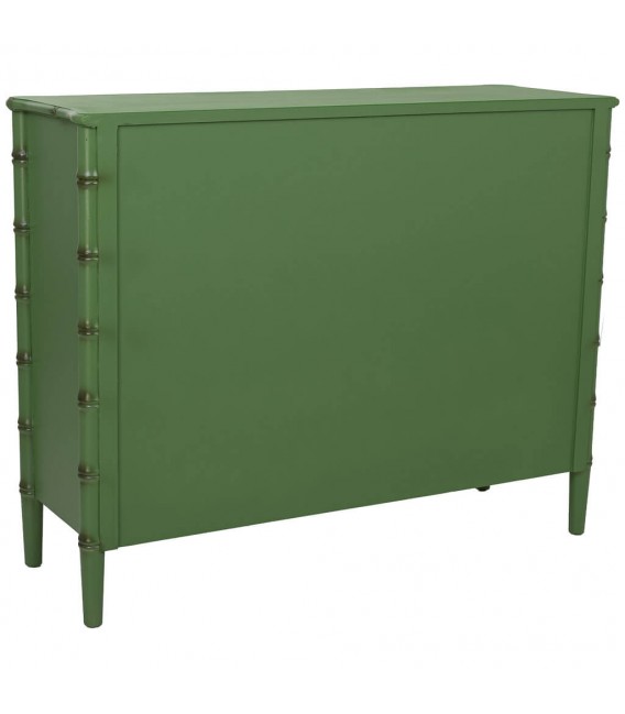 Cómoda grande de bambú y ratán verde de estilo étnico. 3