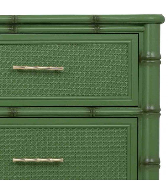 Cómoda grande de bambú y ratán verde de estilo étnico. 6