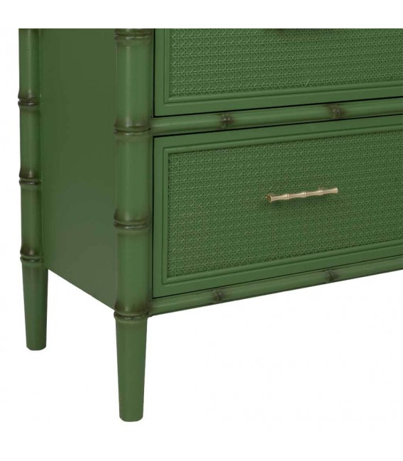 Cómoda grande de bambú y ratán verde de estilo étnico. 7
