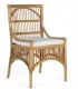 Set 2 sillas comedor bambú y ratán natural con cojín blanco