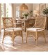 Set 2 sillas comedor bambú y ratán natural con cojín blanco Mdmhogar