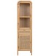 Vitrina pequeña madera natural y ratán con puertas y cajón 1