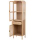 Vitrina pequeña madera natural y ratán con puertas y cajón 2