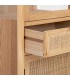 Vitrina pequeña madera natural y ratán con puertas y cajón 5