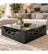 Mesa centro cuadrada XL madera mango negra y cristal transparente Mdmhogar