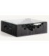 Mesa centro cuadrada XL madera mango negra y cristal transparente
