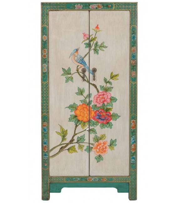 Armario bajo 2 puertas madera decorada a mano multicolor oriental 1