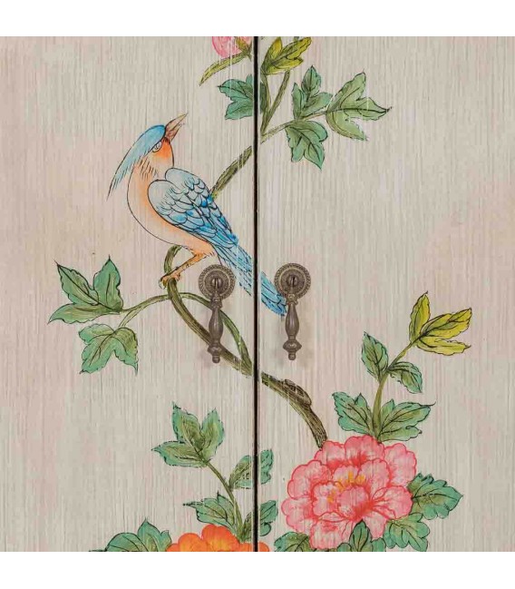 Armario bajo 2 puertas madera decorada a mano multicolor oriental 6